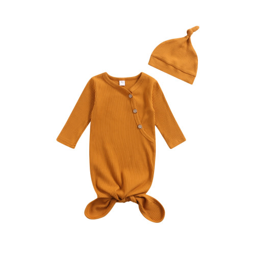 Sunisery Newborn Baby Girl Boy Coming Home Knotted Gown Unisex Infant Sleep Onesie Cute Baby Winter Pajamas
