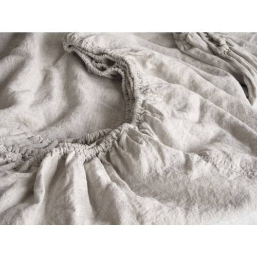 Linen Fitted Sheet Stone Washed Super Soft Queen King Full Eco 100% European Flax Natural Organic Gray White SALE!