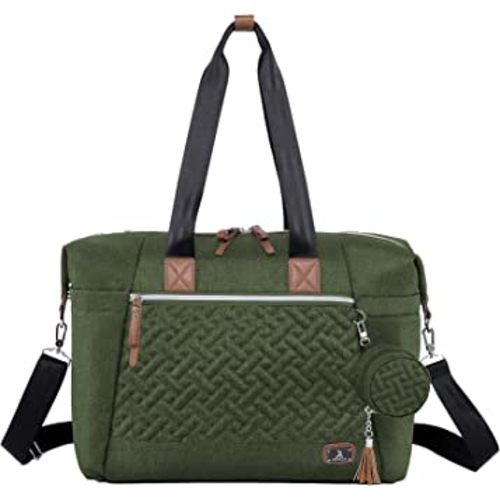 Dikaslon Diaper Bag Tote, Large Travel diaper tote for Mom and Dad, Multifunction baby tote bag for Boys and Girls with Pacifier Case and Changing Pad, Olive Green