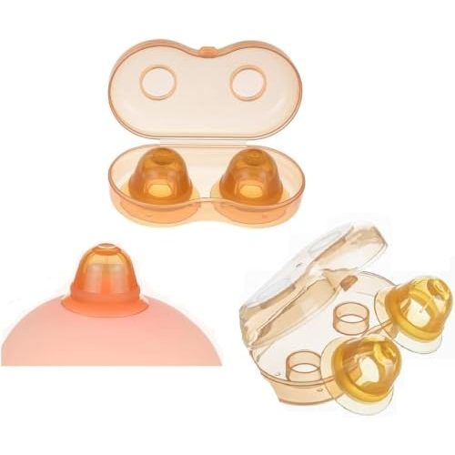 Nipple Sucker Corrector for Inverted Puller or Extender Latch Assist Suckers with Dustproof Case for Woman Mother Breast Feeding Breastfeeding Brown Color (2 Pairs)