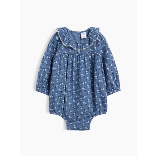 Baby Ruffle Collar Floral Bubble Bodysuit