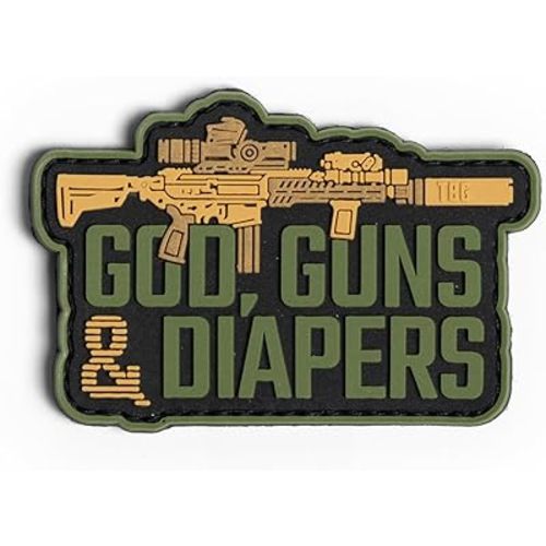Tactical Baby Gear PVC Morale Patch - God, Guns & Diapers XM7 Coyote/Green