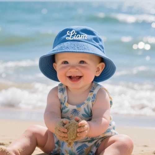 Custom Name Kids Hat, Personalized Embroidered Hat, Summer Hat For Kids, Toddler Sun Hat, Baby Shower Gift, Beach Hat, First Birthday Gift