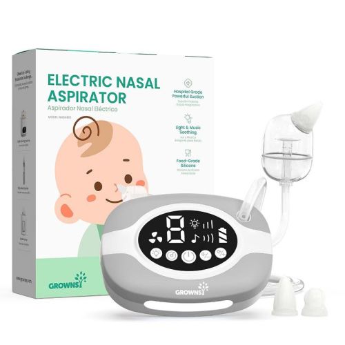 GROWNSY Electric Nose Suction for Baby, Hospital-Grade Nasal Aspirator with Night Light,Soothing Lullabies, 9 Suction Levels