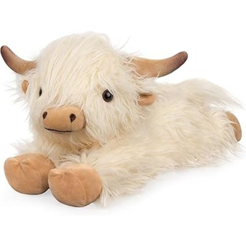 Highland Cow Stuffed Animals, Microwavable Stuffed Animal Adorable Fluffy Highland Cow Plush for Warmth Comfort, Heatable Coolable Lavender Scent Toy, Cute Soft Plushies Gift for Kid Boy Girl & Adult