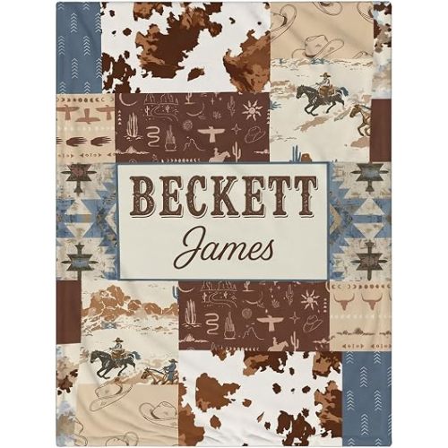 Personalized Cowboy Baby Blanket, Baby Boy Blanket with Name, Toodler Shower Gift, Western Toodler Boy Bedding, Cowboy Nursery, Western Blanket