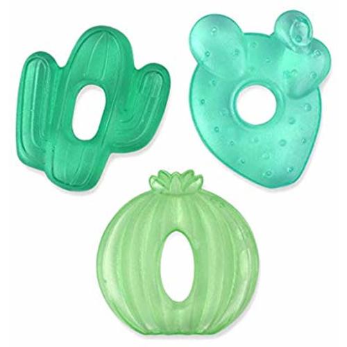 Itzy Ritzy Water-Filled Teethers; Set of 3 Coordinating Cactus Water Teethers; Textured On Both Sides to Massage Sore Gums; Can Be Chilled in Refrigerator; Set of 3 Green Cacti