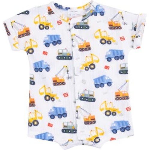 Construction Print Organic Cotton Gauze Romper