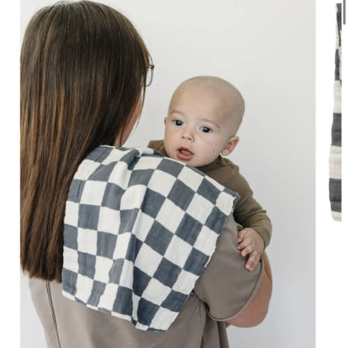 Charcoal Checkered Muslin Burp Cloth