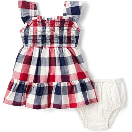 The Children's Place Baby Girls' and Newborn Casual Short Sleeve Dress with Diaper Cover