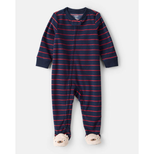 Baby Boy Dog Striped Fleece Loose Fit 1-Piece Pajamas - Navy - Carter's | Carter's