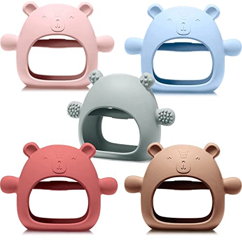 5 Pack Baby Teething Toy for 3-6 Months,Never Drop Teether for Babies 6-12 Months, BPA Free Dust-Proof Silicone Hand Pacifier Baby Chew Toys for Infant Sucking Needs-Safety Baby Toys12-36 Months