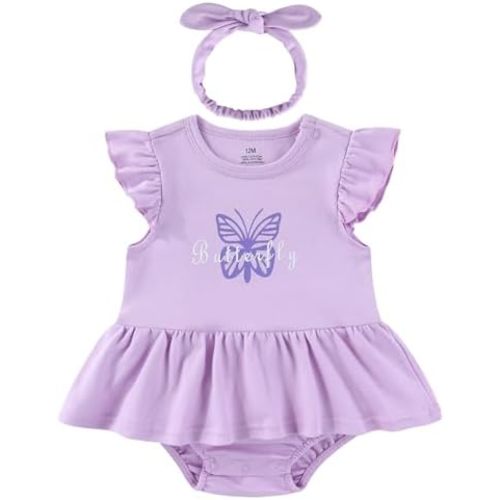 Baby Girl Clothes Summer Ruffled Sleeve Romper Dresses Infant Outfit Set