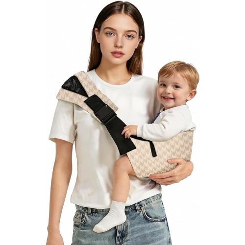 Baby Sling Carrier, Premium Cotton Linen Baby Sling,Adjustable Baby Carrier for 10-35 lbs,Portable and Lightweight(Houndstooth)