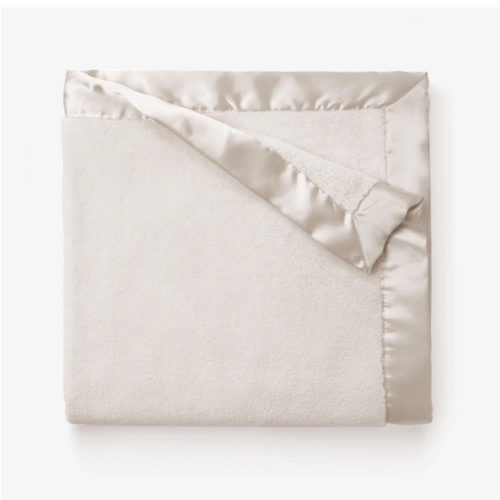 Taupe Satin Trim Flannel Fleece Baby Stroller Blanket
