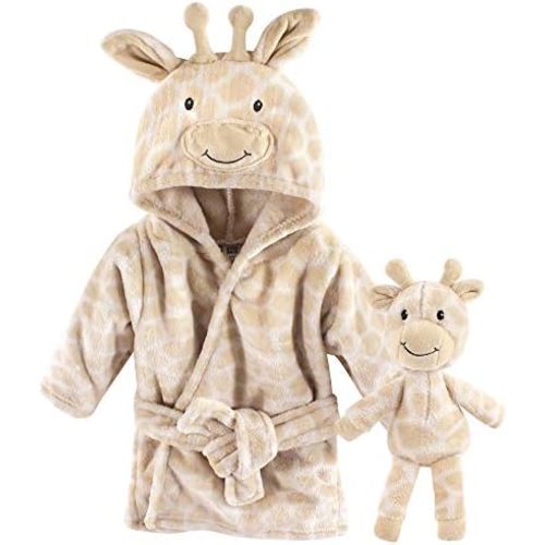 Hudson Baby unisex-baby Plush Bathrobe and Toy Set