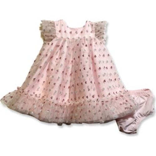Barbara Heart Metallic Party Dress & Bloomers, 0-3M