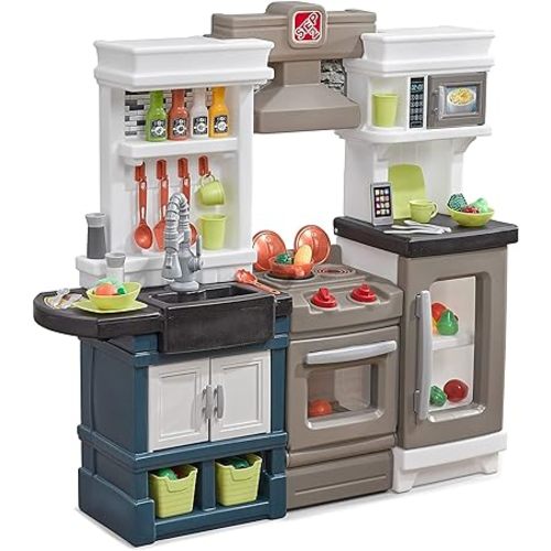 Step2 Modern Metro Kitchen Set for Kids – Includes 30+ Toy Kitchen Accessories, Interactive Features for Pretend Play – Indoor/Outdoor Toddler Playset – Dimensions 44.75" H x 46.5" W x 13.5" D