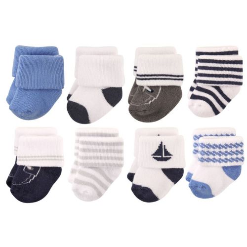 Hudson Baby Infant Boys Cotton Rich Newborn and Terry Socks, Nautical, 0-6 Months