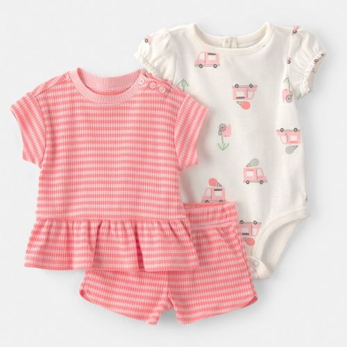 Baby Girls Carter's 3-pc. Ice Cream Truck Short-Sleeve Top, Bodysuit & Short Set