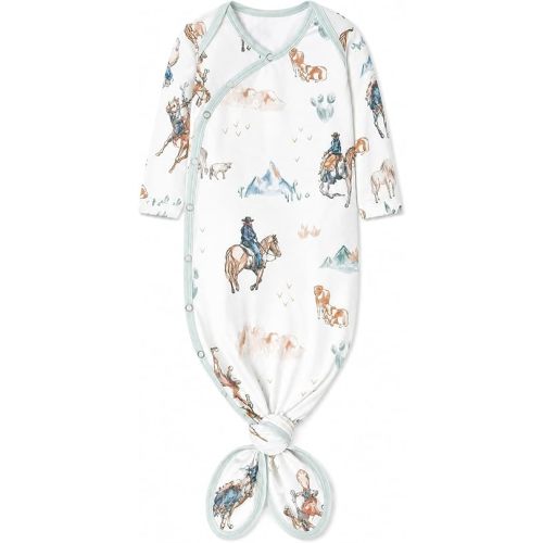 Copper Pearl Baby Gown - Knotted Newborn Sleepers for Baby Boy and Girl, Soft Stretchy Long Sleeve Infant Gowns with Bottom Tie and Hand Mittens, Perfect Hospital Coming Home Outfit (Boone)