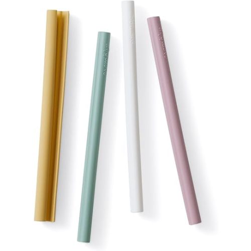 Esembly Reusable Silicone Straws - Easy-Open & Clean Design | BPA-Free, Hot & Cold Drink Compatible | 4-Pack Sustainable Sippers - Straws Only