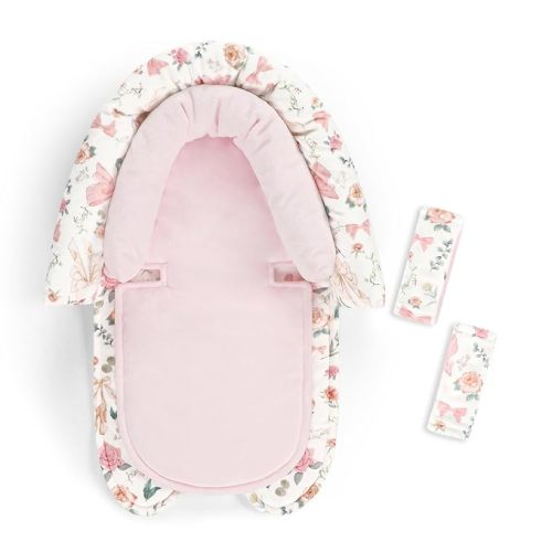 Baby Car Seat Head Support for Newborn, 2 in 1 Infant Car Seat Head Body Support with Strap Pads, Soft Stroller Cushion Pillow Insert for Girls, Fits for Stroller, Swing, Pink Stars