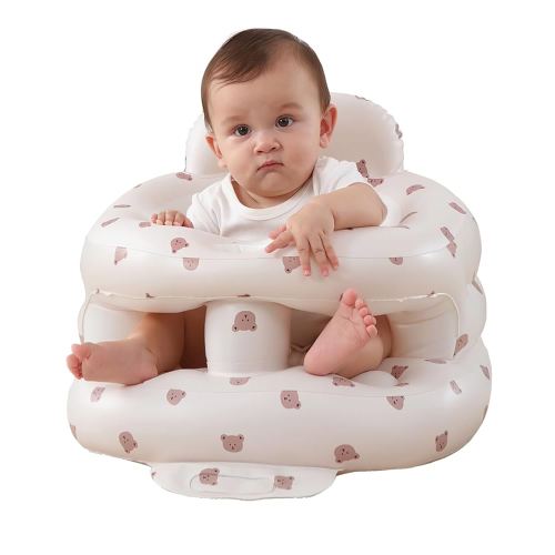 Upgrade Surround Inflatable Baby Seat for Babies 3-36 Months, Built in Air Pump Surround Bumbo Seat with Tray, Load-Capable Baby Chair Sit Me up Floor Seat for Baby, Learning to Sit&Feeding