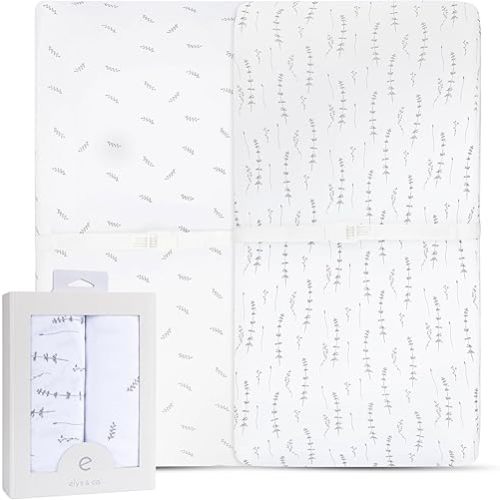 Ely’s & Co. Changing Pad Cover, Diaper Changing Table Sheets, 2 Pack, Cradle Sheet Set for Baby Boys/Girls, 100% Jersey Knit Cotton, Forest Grey Collection, 32”x16”x5”