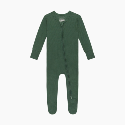 Posh Peanut Footie Double Zippered One Piece - Dark Green, 0-3 Months