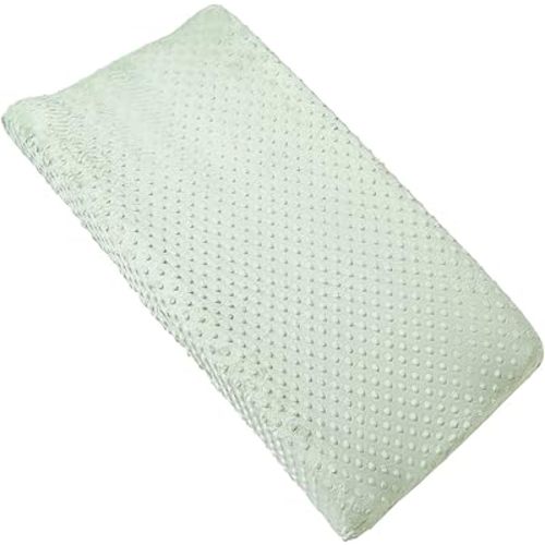 Solid Changing Table Pad Cover Cradle Sheet, Fits 32"/34''x16 Contoured Diaper Changing Pad, Ultra Soft Cozy Dots Plush Changing Table Covers, Breathable Wipeable Removable (Green)