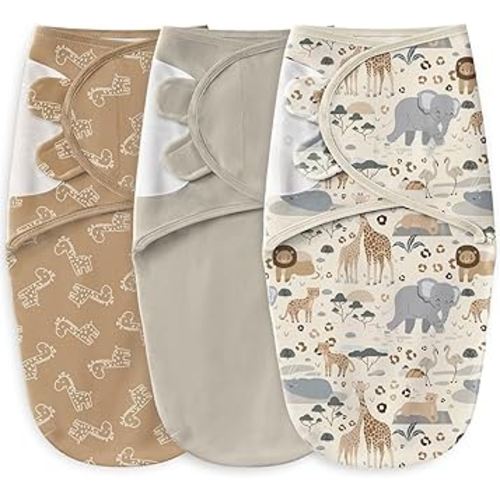 Baby Swaddles for Newborns 100% Cotton Newborn Swaddle Sack 3 Pack Baby Swaddles 0-3 Months Swaddle Sleep Sack for Newborn Baby Boy Girl Apricot Elephant