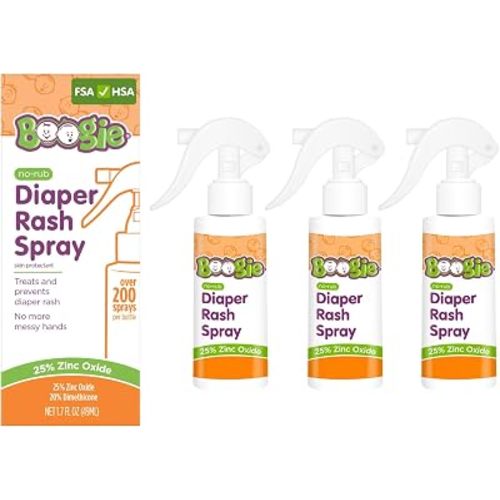 Boogie No-Rub Zinc Diaper Rash Cream Spray for Babies, 1.7 fl oz (3 Pack)