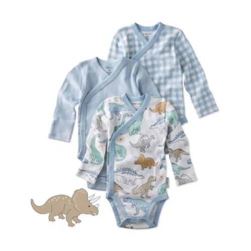 STERLING 3-Pack Side Snap Bodysuit, Rawr Some Check - butterblu | Maisonette