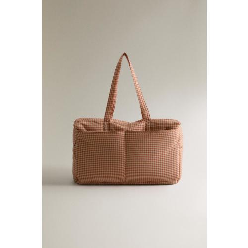 GINGHAM COTTON DIAPER BAG - Dark orange | ZARA United States
