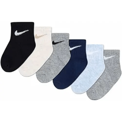 Nike Baby Lightweight Ankle Socks Multi Color, 6 Pack (US, Age, 6 Months, 12 Months, Black/Navy/Tan/Grey/LightBlue)