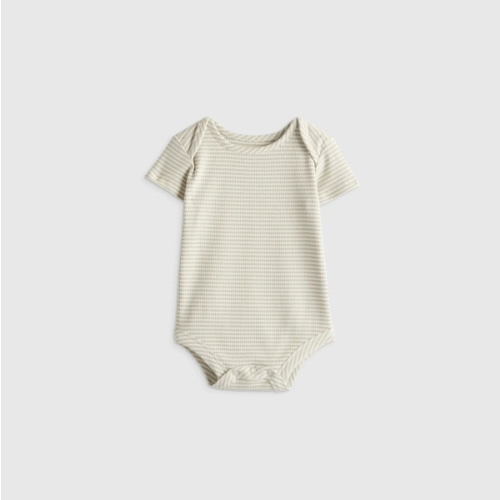 Softest Rib Short Sleeve Bodysuit  in Grey Stripe