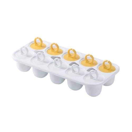 10-Cavity Silicone Ice Pop Mold - PP Material, Ring Handle, Reusable - for Homemade Popsicles, Baby Food, Freezer Storage