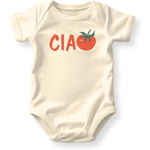 Ciao Baby Bodysuit, Tomato Graphic Tee for Children, French Outfit Cute Tomato Tshirt Baby Gift