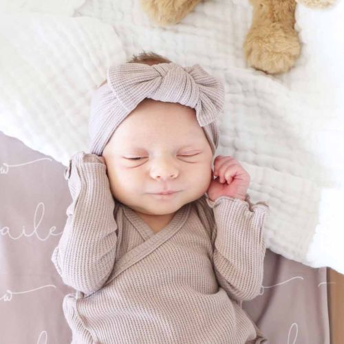 Bamboo Waffle Knit Large Bow Headwraps