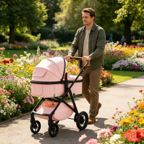 B.CHILDHOOD Baby Stroller 2-in-1, Reversible Seat High Landscape Pram for Newborn to Toddler, Foldable Infant Stroller, Adjustable Canopy, Includes Diaper Bag & Foot Cover, 0-36 Months | Wayfair