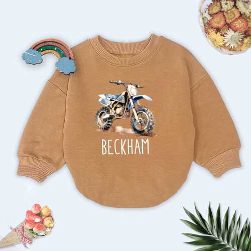 Personalized Motocross Baby Romper: Dirt Bike Outfit, First Birthday