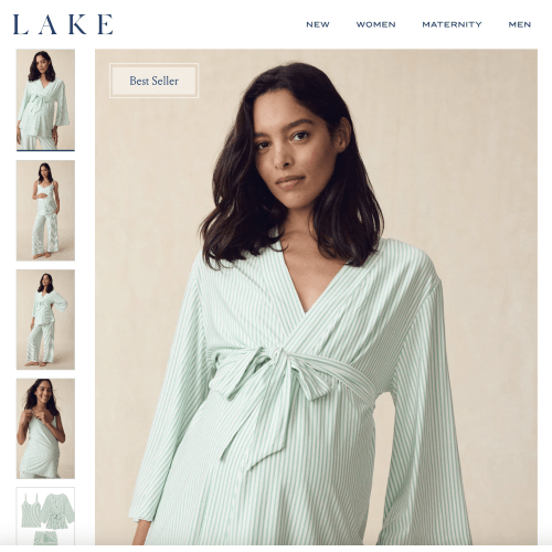 LAKE | Women | DreamModal™ Pajamas | Serene Blue Stripe Maternity Kimono Bundle