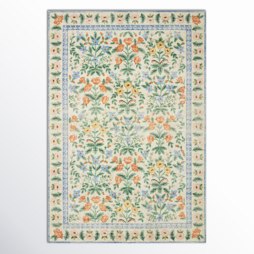 Rifle Paper Co. x Loloi Eden Mughal Garden Cream Rug feat CloudPile