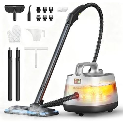 Steam Cleaner, 293°F 58 PSI Powerful Multipurpose Handheld Steam Mop for Home Use, 21 Attachments, 50Oz Capacity, Heavy Duty Steamer for Carpets, Floors, Cars, Tiles, Crack Cleaning, Pearl