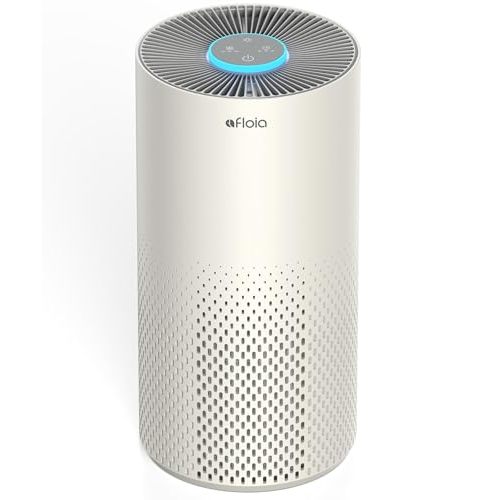 Afloia Air Purifier for Home Bedroom Large Room Up to 1076 Ft², 3-Stage Filter Air Purifiers for Bedroom, Remove Dander Pets Hair Pollen Mold Smoke, 7 Colors Light, Kilo Grey