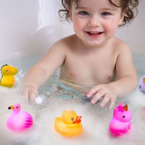 Joyfy 12Pcs Light Up Bath Toys, Toddler LED Bathtub Mermaid Toy, Baby Bathtime Floating Rubber Shower Toy for Infant Baby Kids Boy Girl Gift
