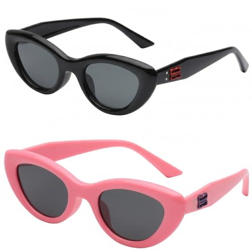 Kids Polarized Sunglasses 2 Pack UV400 Protection Flexible TPEE Frame Lightweight Gift Box & Cleaning Cloth