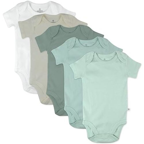 HonestBaby Baby 5-pack 100% Organic Cotton Short Sleeve One-piece Bodysuit