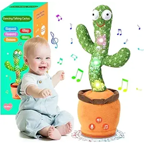 Dancing Talking Cactus Toy for Baby Toddler, Boys Girls Gifts Singing Mimicking Recording Repeating What You Say Baby Toys with 120 English Songs (Adjustable Volume)
